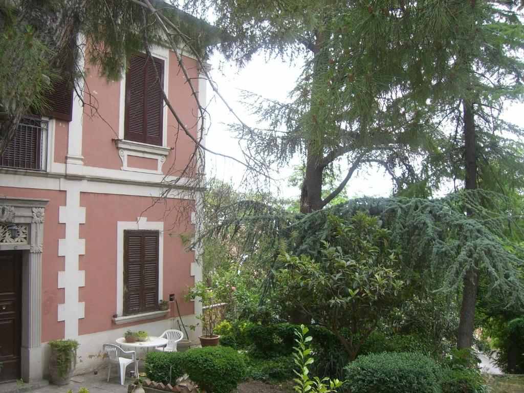 The historic facade and garden of Villa Genny in Candela